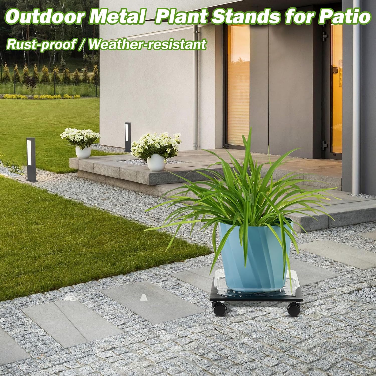 3 Packs 12" Metal Square Plant Caddy with Wheels Large Iron Rolling Plant Stand with Casters Heavy-Duty Plant Dolly Coaster Plant Pot Mover Roller Base for Indoor Outdoor, Black
