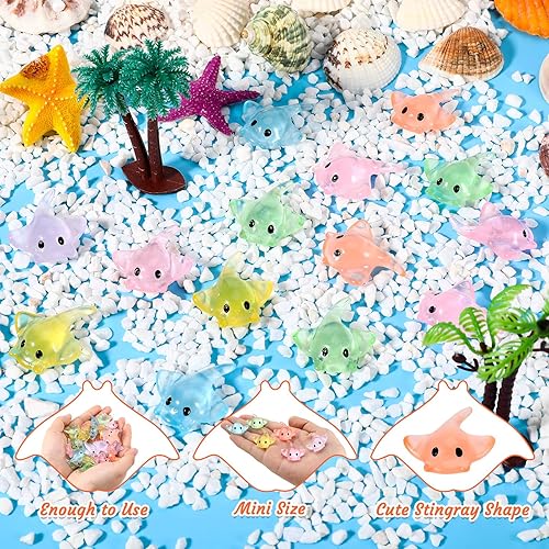 Miniatura 5 de 120 estatuas en miniatura de rayas picantes, decoración de pastel de peces de mini rayo, juguete de animales marinos, decoración de casa de muñecas,