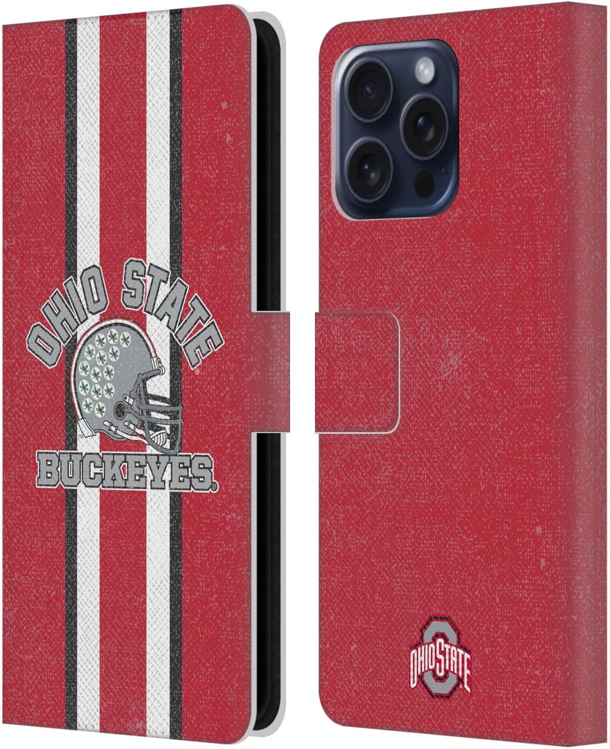Head Case Designs Officially Licensed Ohio State University Helmet Football Graphics Leather Wallet Case Compatible with Apple iPhone 16 Pro Max