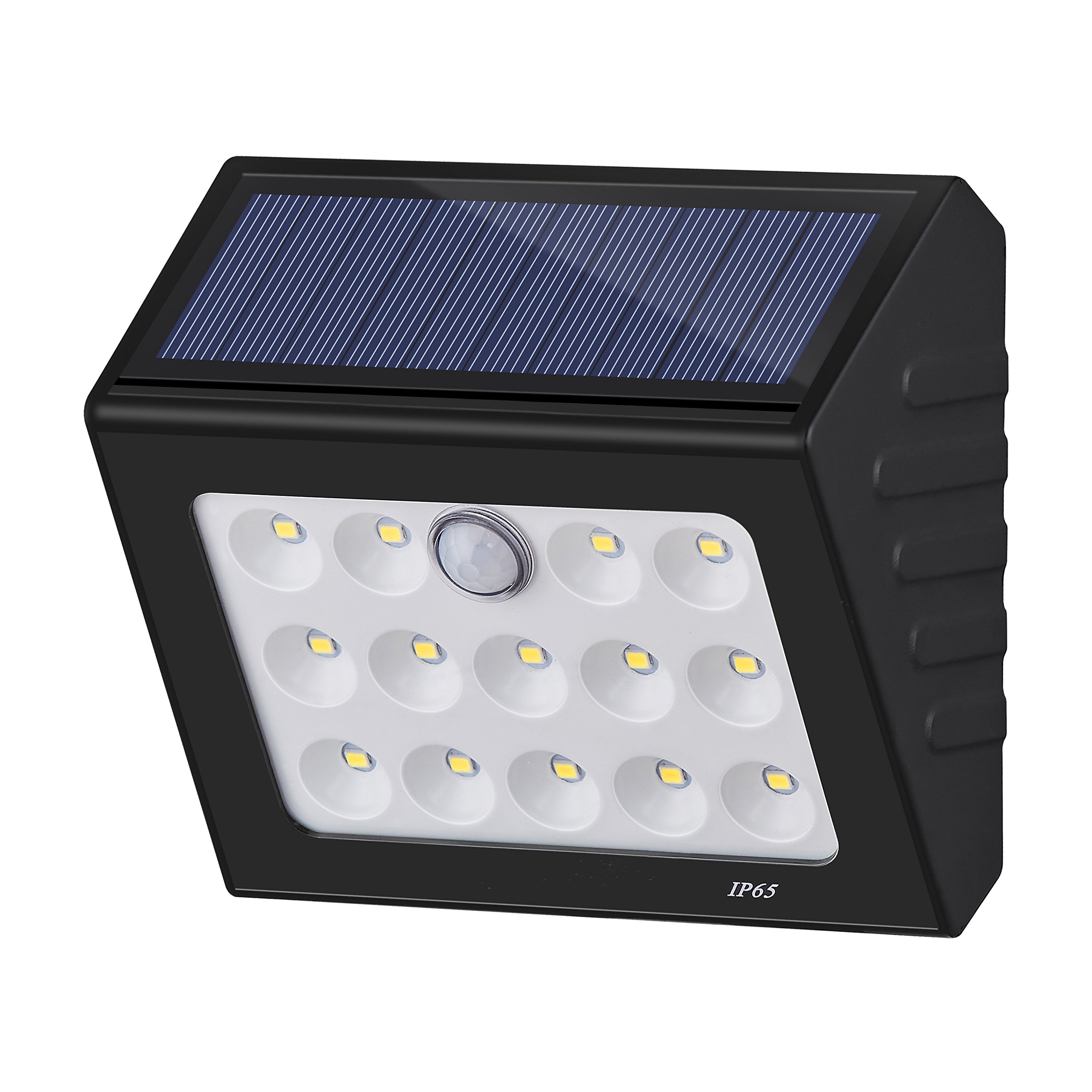 Outdoor Solar Light, High Brightness 14 LED Wireless Waterproof Solar Powered Security Light Flood Lights with Unique Reflector for Wall, Gate, Patio, Yard, Garden, Driveway (Black)