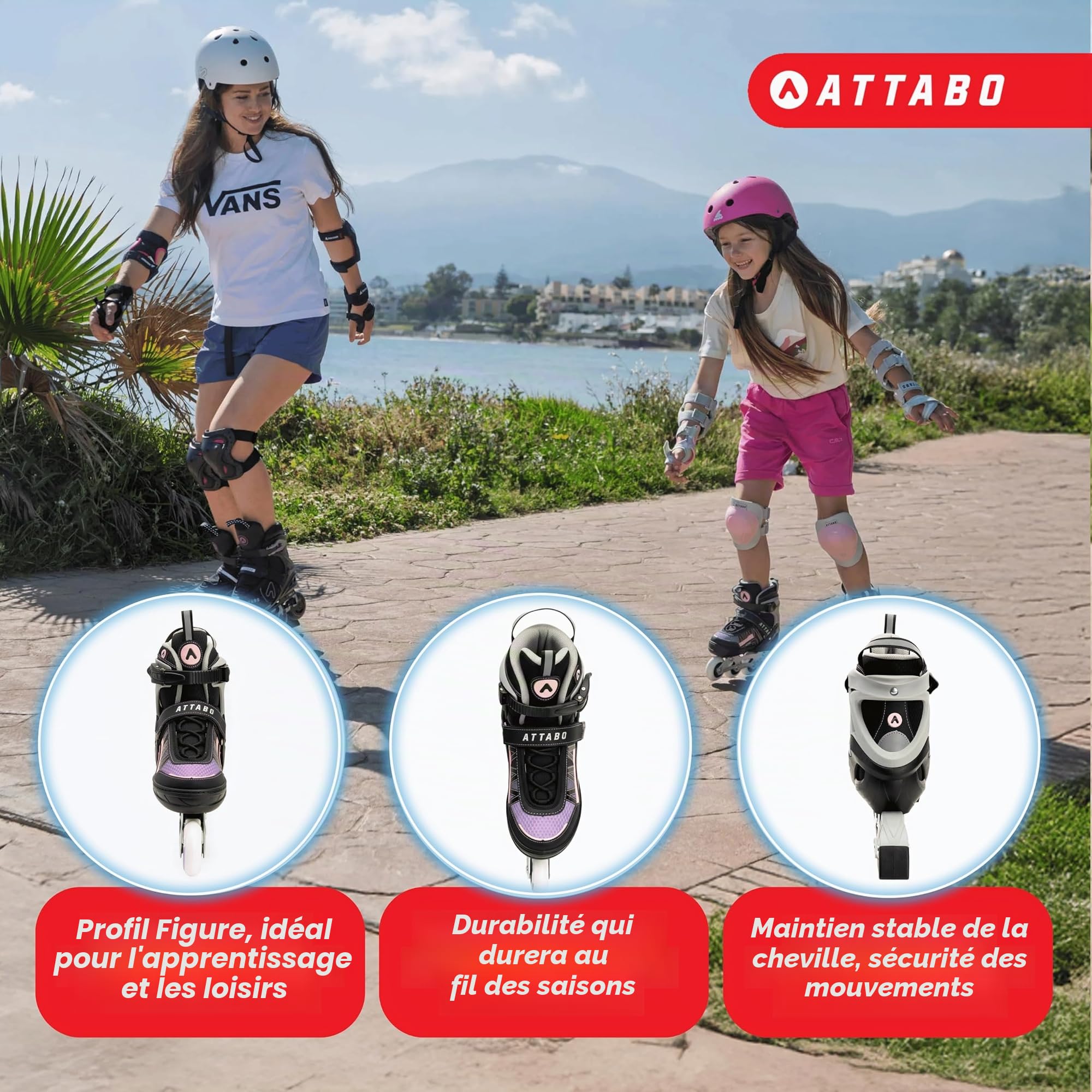 ATTABO Bladeroll Patins à Glace pour Enfant - Longueur réglable, roulements de qualité supérieure, Patins interchangeables, Confort et sécurité en Plein
