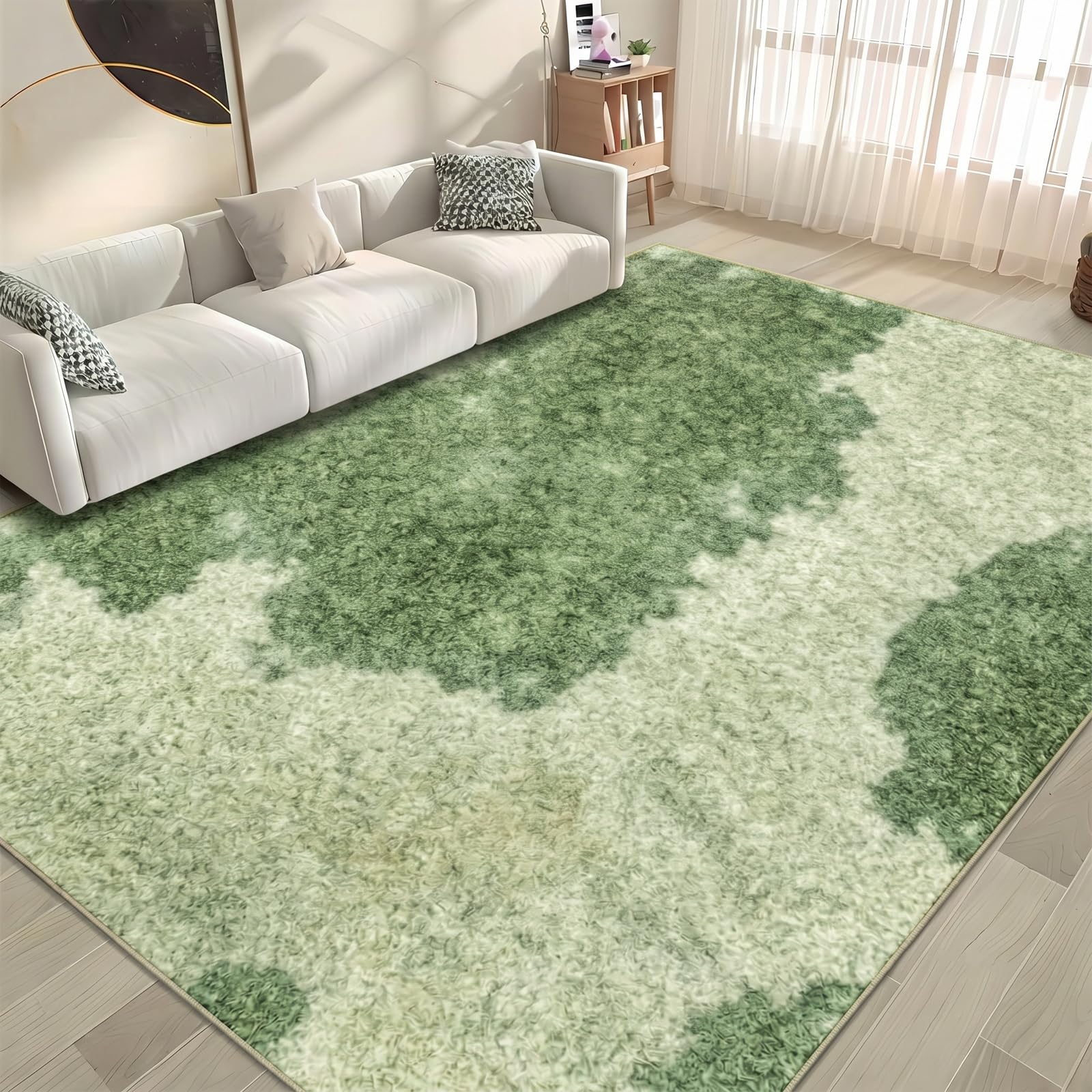 Tapis Vert Abstrait Moderne, Lavable, antidérapant, 120 x 180 cm