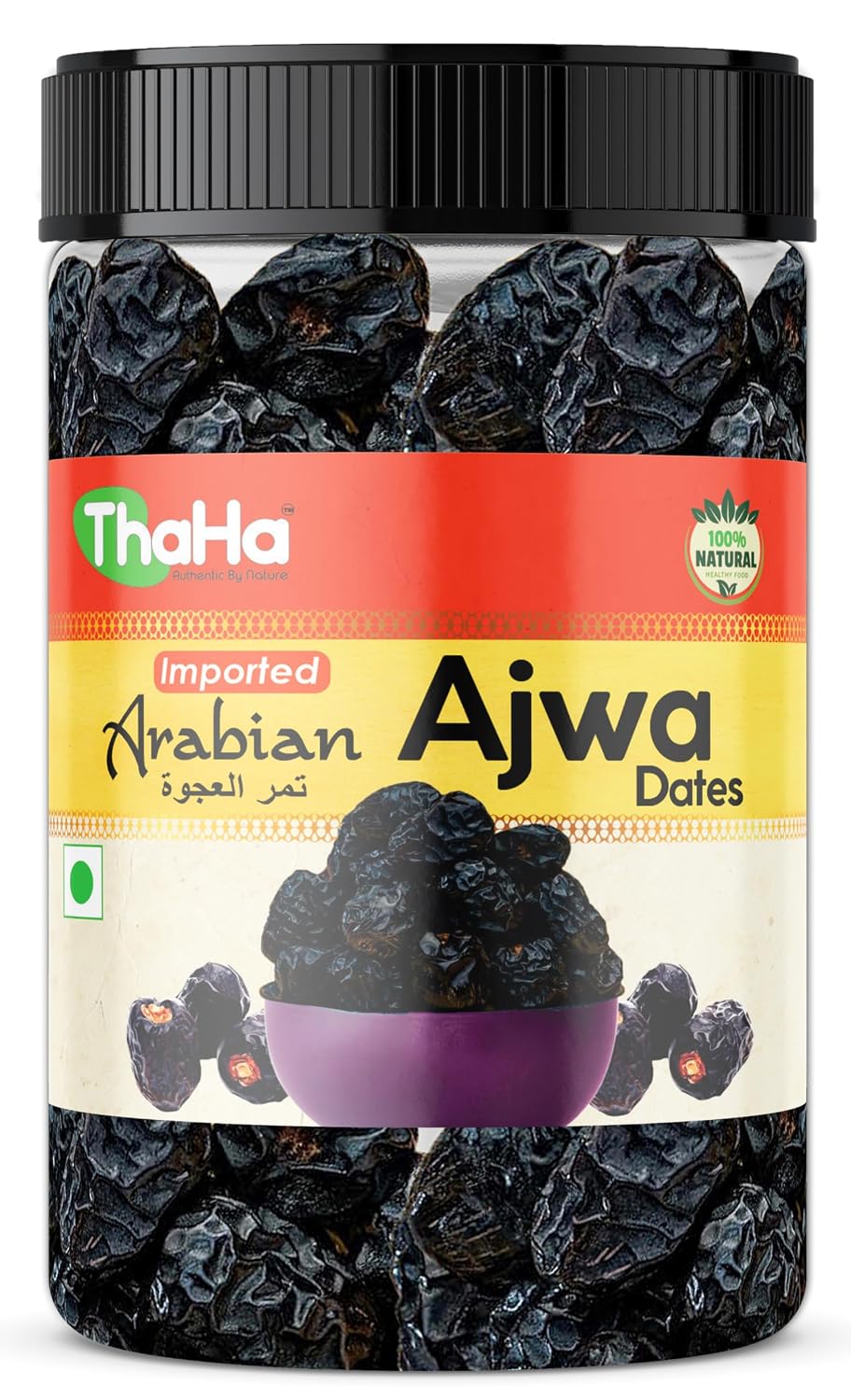 ThaHa Imported & Premium Dried Ajwa Dates| Saudi Arabian Ajwa Dates | Preservative Free Dates (450 Grams)