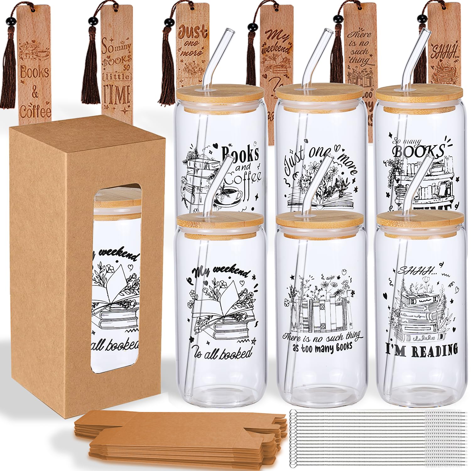 Book Lover Coaster Set - 6 Wooden Coasters With Skull & Book Designs, Perfect Gift For Readers - View #12