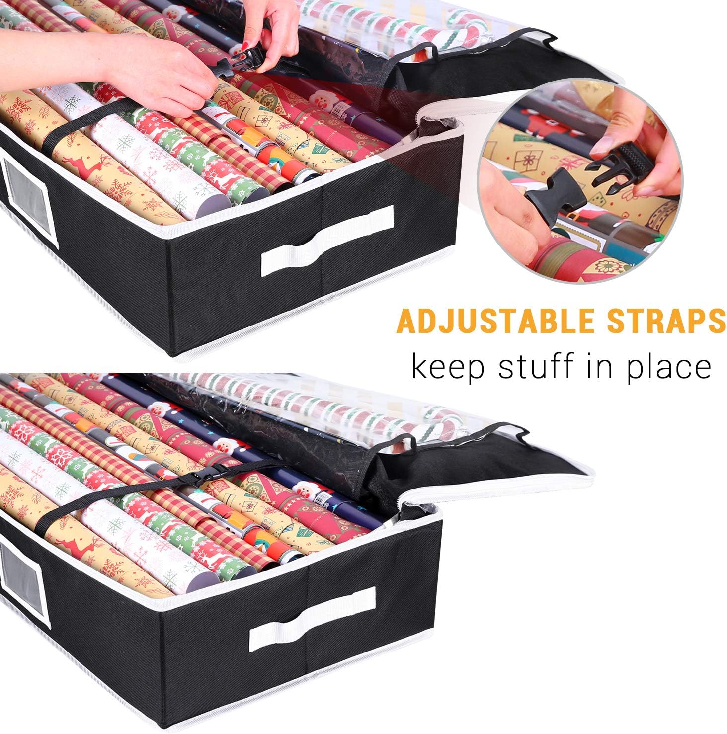 Ohuhu Wrapping Paper Storage Containers, Gift Wrap Organizer, Wrapping Paper Holder, 600D Oxford Cloth Tear-Resistant and Waterproof, 40.5'' Fits 18-24 Standers Rolls (Black) : Health & Household