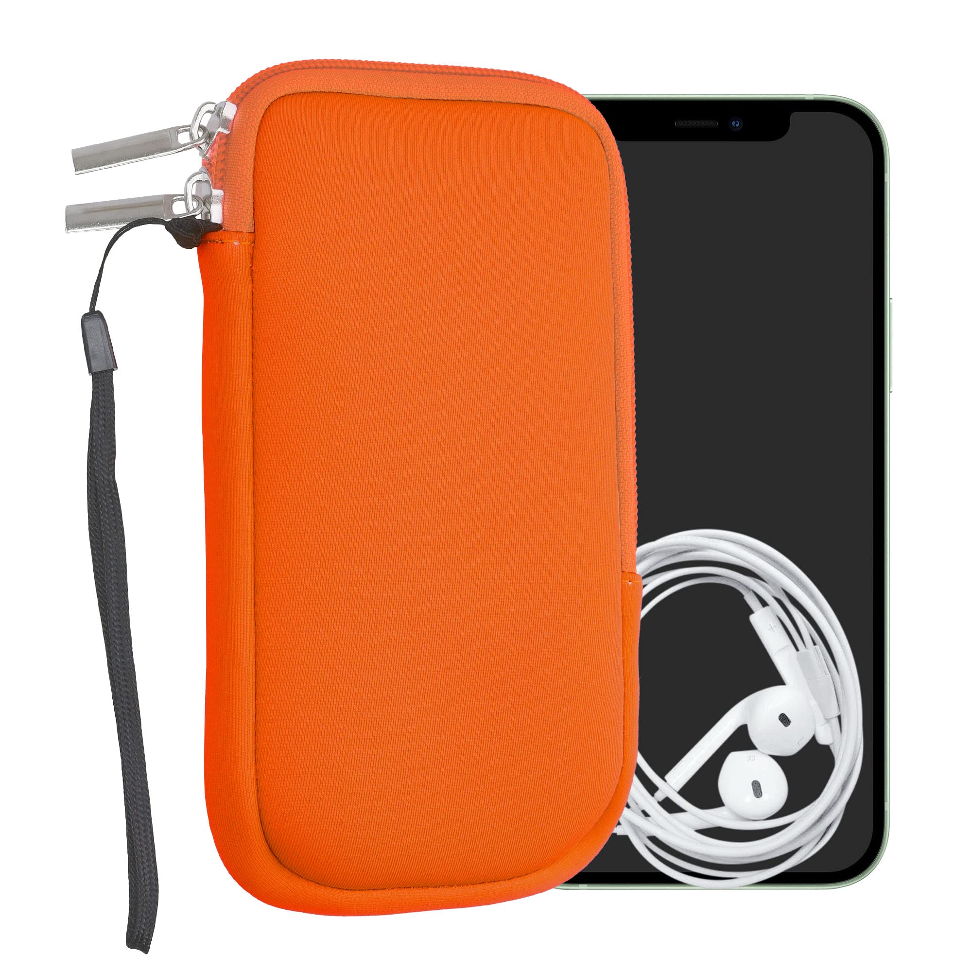 kwmobile Universal Smartphone Case – Protective Pouch 15.2 x 8.3 cm for Mobile Phone M – 5.5 Inches Neoprene Neon Orange