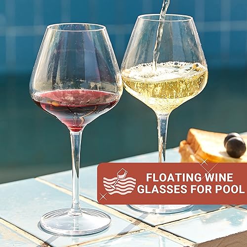 Miniatura 2 de Tritan-Plastic - Juego de 4 copas de vino tinto flotantes para piscina, 18 onzas, vasos de vino duraderos con tallo largo, ideal para el hogar,