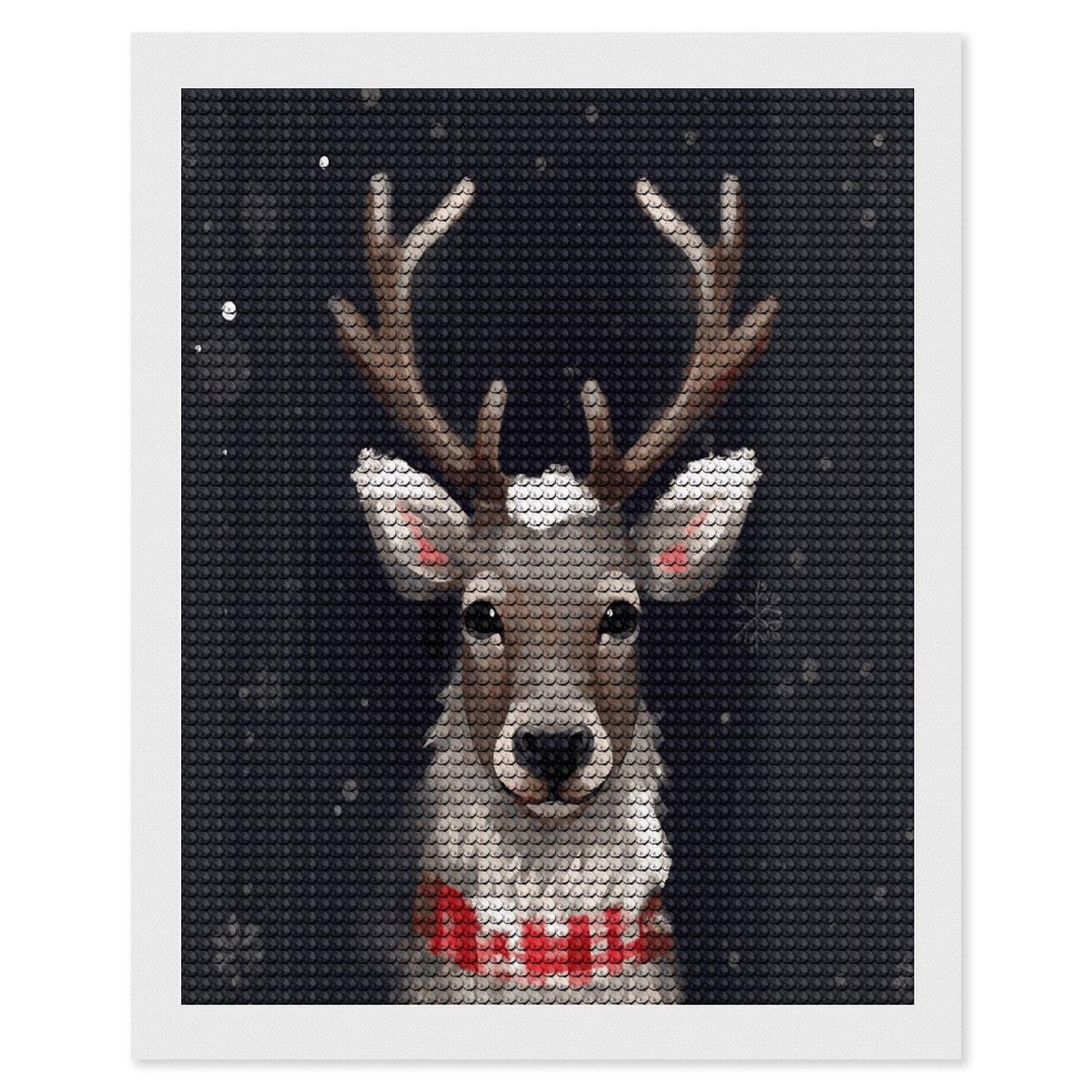 LDGSUPH Reindeer Diamond Painting Kits for Adults Paint with Diamond Pictures Art DIY Full Drill Diamond Dots Painting Personalized Diamond Photo for Home Wall Decor Gift 16"x20"