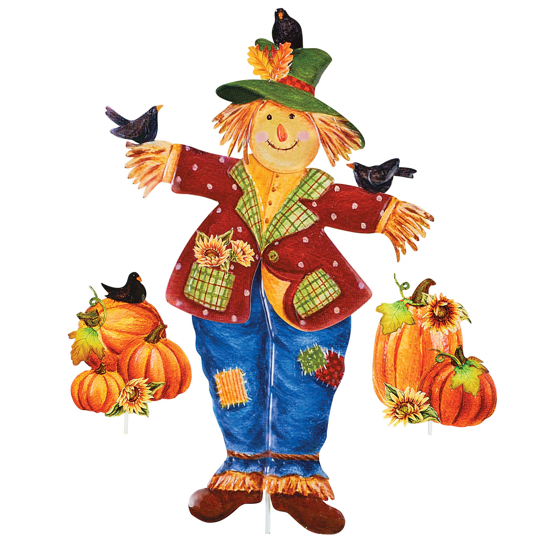 Collections EtcMetal Harvest Scarecrow Garden Stake Set - Set of 3 | Decorative Outdoor Halloween Home Decor | for Lawn, Yard, Garden, Porch | Lawn Ornament, Garden Sculpture