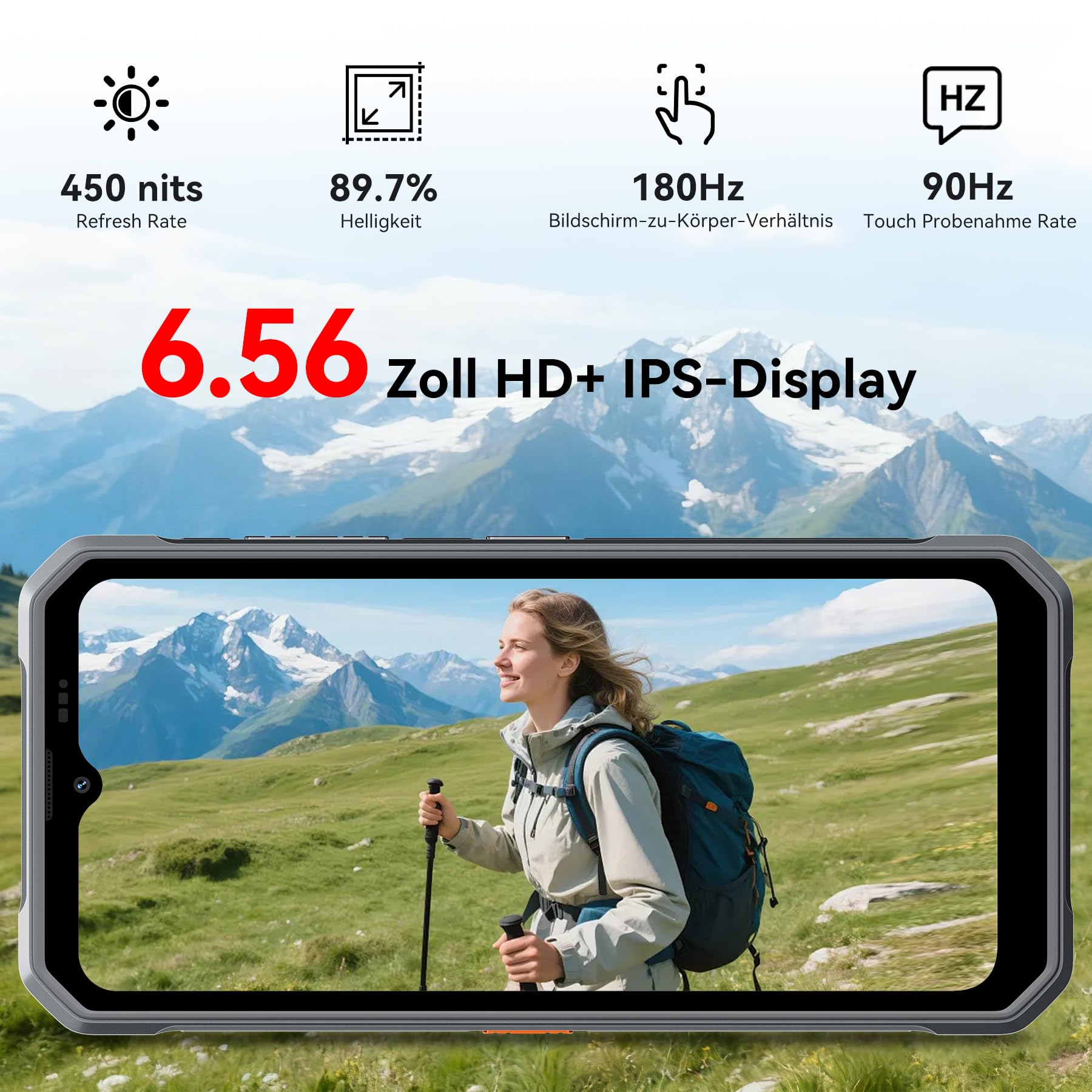 Blackview Outdoor Handy Ohne Vertrag Android 16, 24GB+128GB/2TB TF Baustellenhandy, 245g/10.7mm Ultra-Thin Outdoor Smartphone, 6.56" 90Hz, 16MP AI Camera, IP69K/OTG/NFC/Gemini AI/3 Jahre Garantie