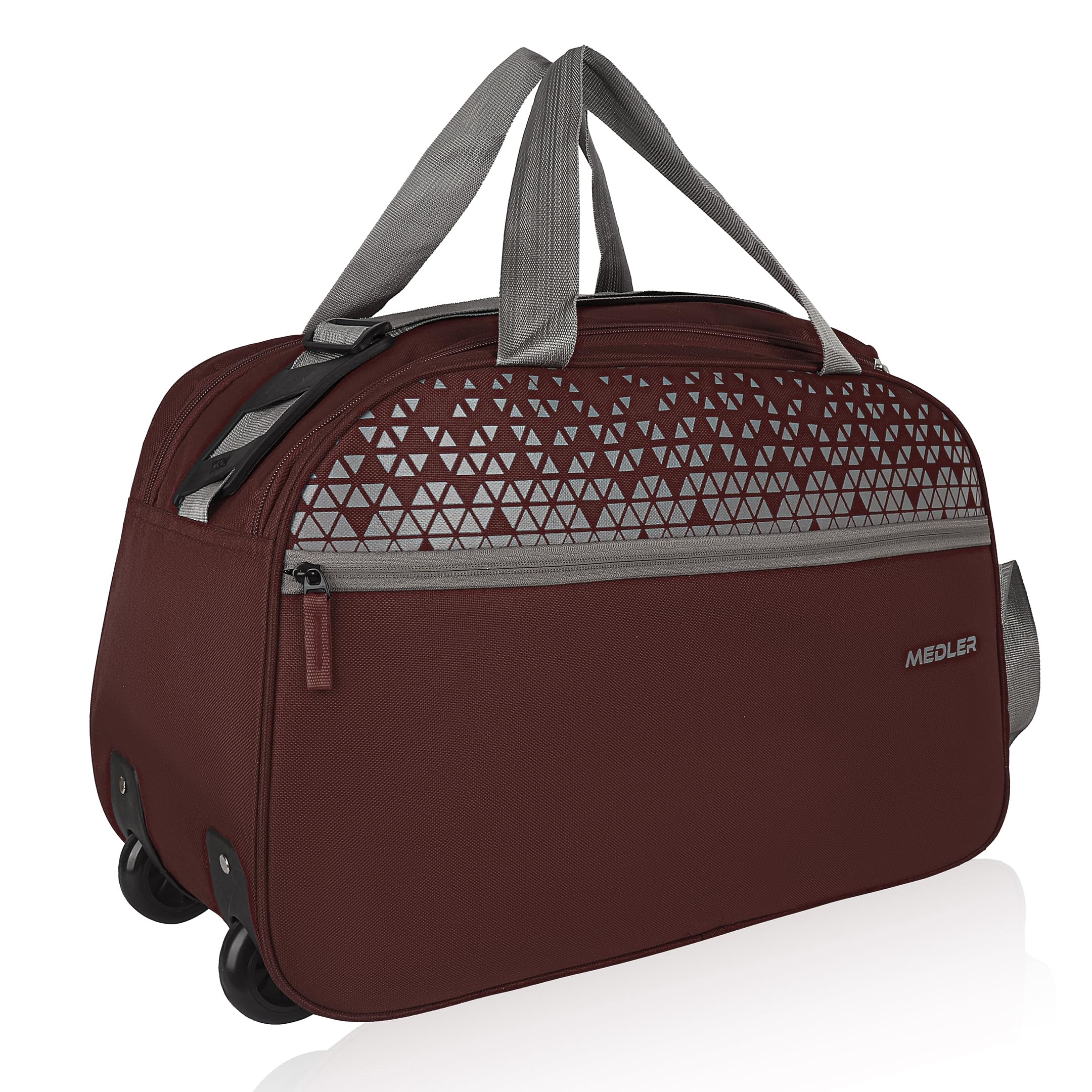 M MEDLER Sentro Wheel Duffle Bag | Waterproof Strolley Duffle Bag | 2 Wheel Duffel Bag | Luggage Bag with Cabin Size & Adjustable Strap - (Brown)
