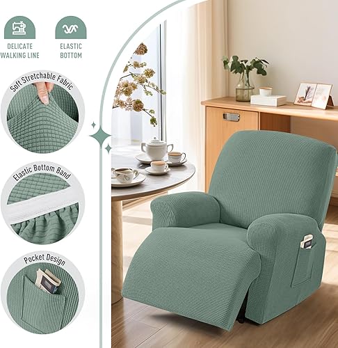 Miniatura 40 de TAOCOCO Fundas para sofá reclinable, 8 piezas, fundas elásticas para sofá grande de 3 asientos, fundas reclinables, protector de muebles con patrón