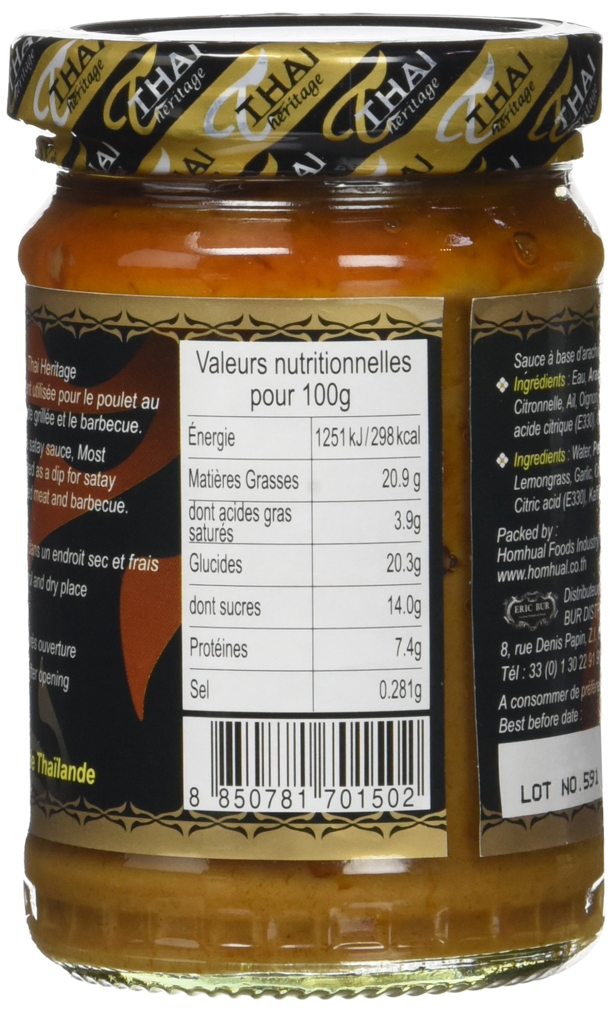 THAI HERITAGE Sauce Satay 230 g - Lot de 6