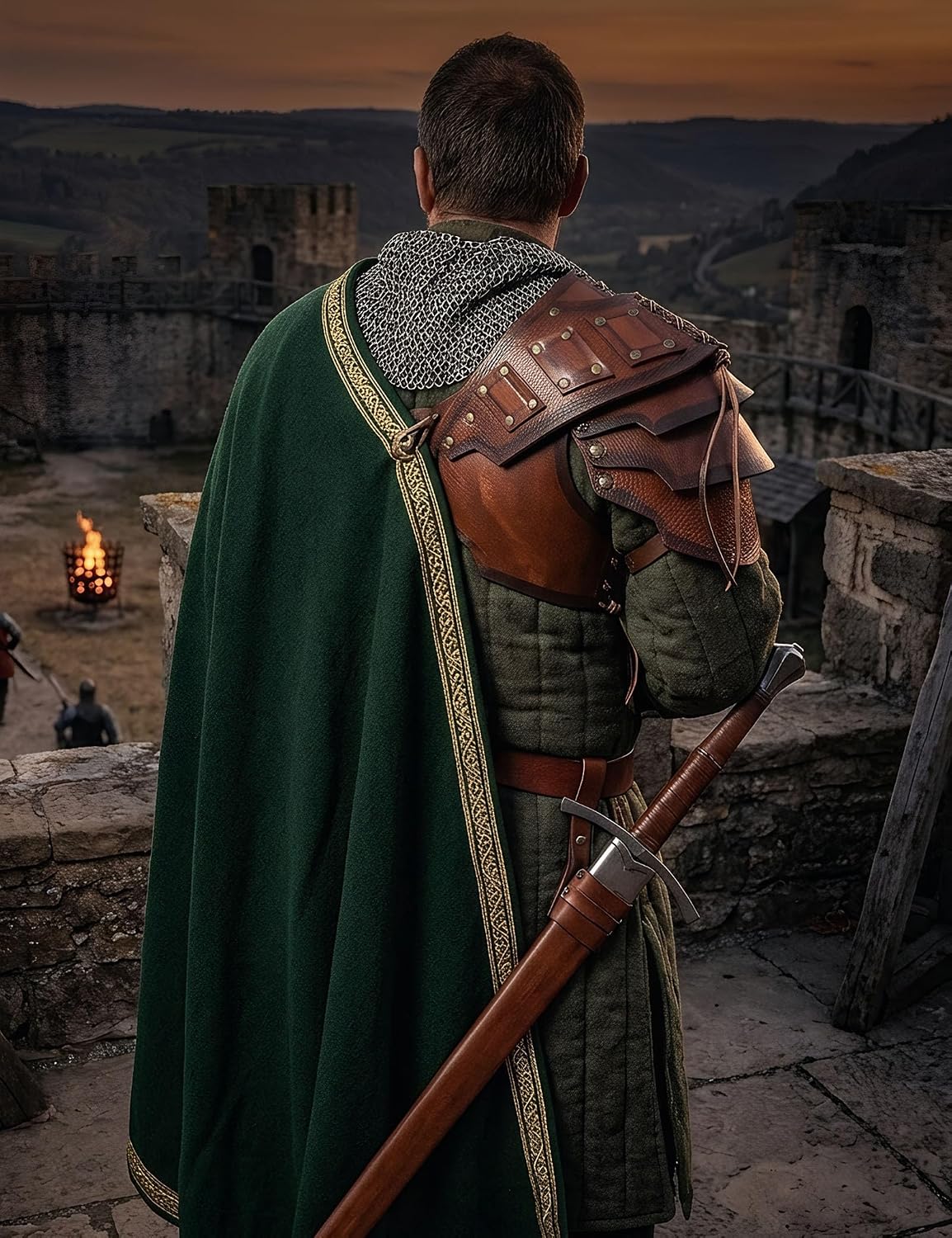 Medieval Renaissance Knight Leather Shoulder Armor Viking Pauldrons for Men Cosplay Costume