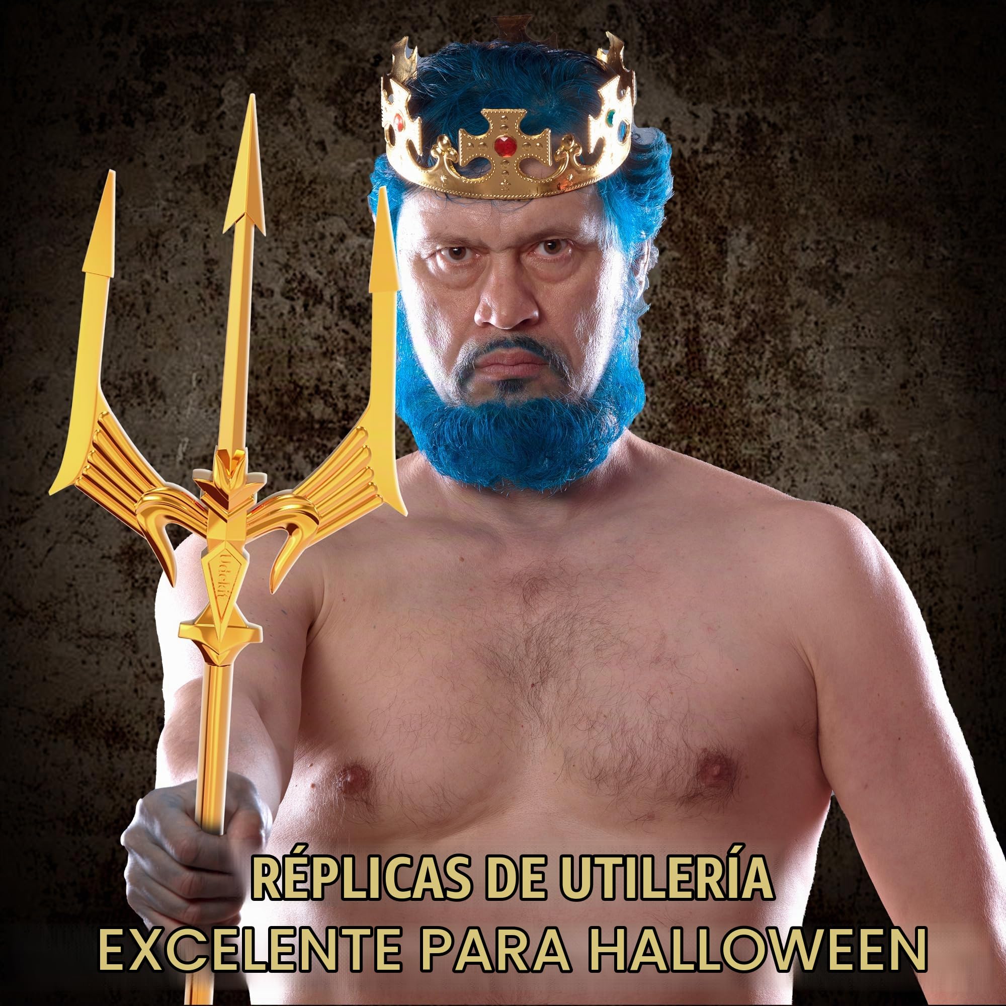 Disfraz de Cosplay de Lanza de Tridente de Metal, Arma de Poseidón de 3 Puntas para Adultos, Mujeres, Hombres, Fiesta de Carnaval de Halloween