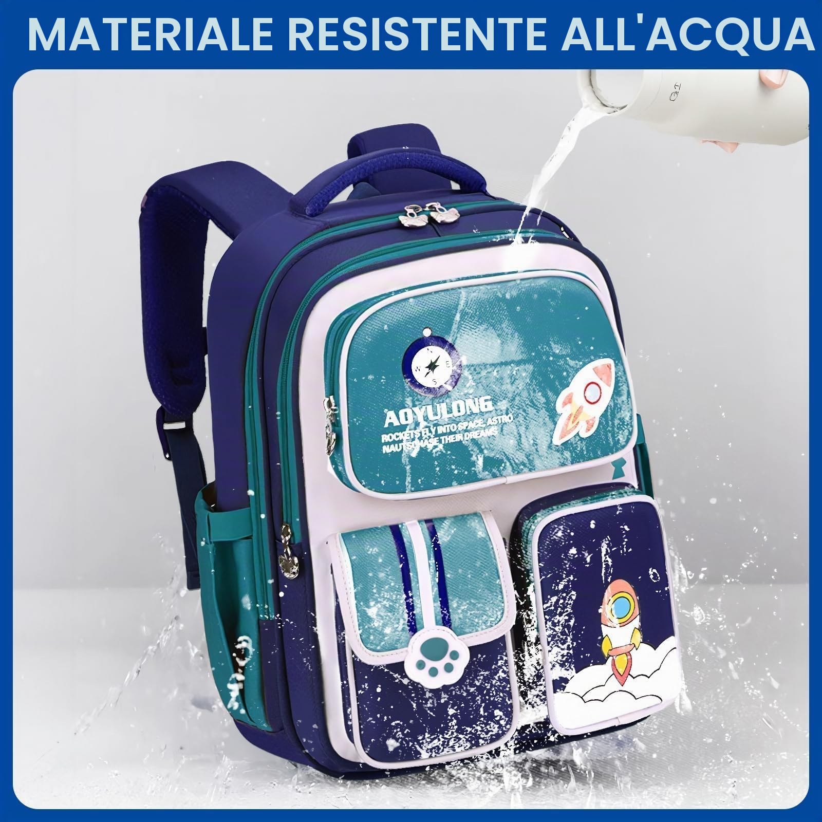 Amythe Zaino Ragazzo 1a-5a Elementare Scuola Viaggio | Zaino Ergonomico Bambini 6-12 Anni Riflettente 26L Blu