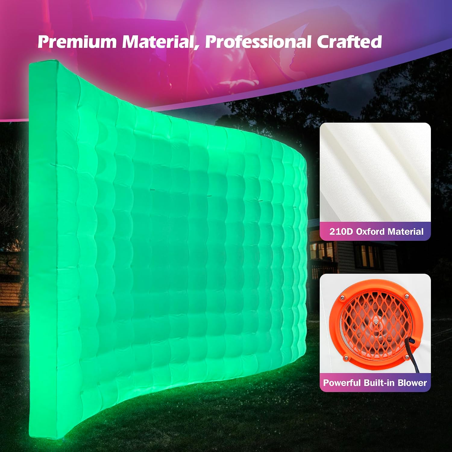 12ft Color-Changing Inflatable Wall – Light-Up S-Shaped Photo Booth Wall with Built-in Blower for Photo Backdrop, Event Exhibition & Parties-1 PC