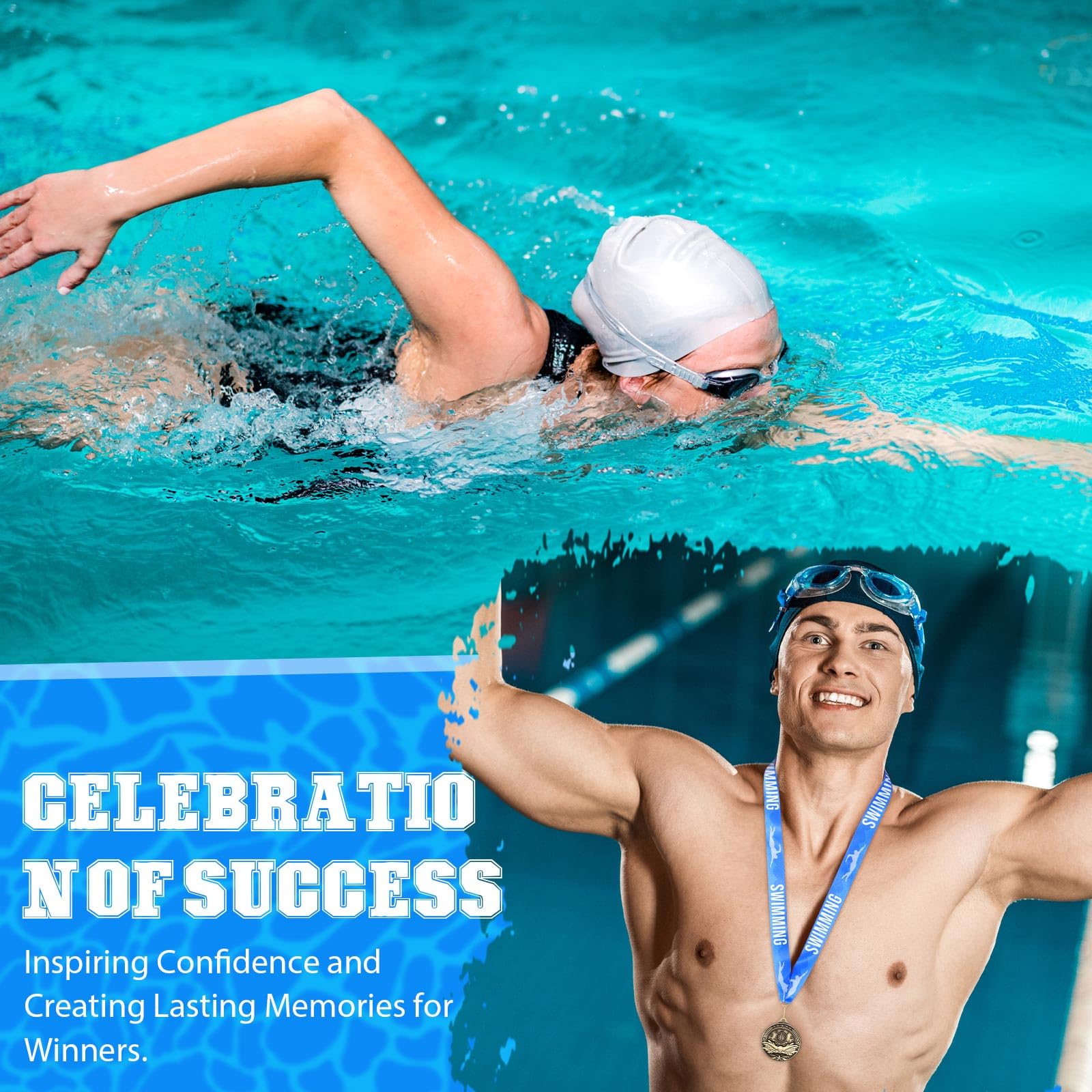 Medallas de Premio de 2 Pulgadas con Cuello de Cabra, Baloncesto, Pista de Carreras, Cinta de natación, premios ganadores, Regalo a Granel para competiciones de Equipo, Recuerdo de Fiesta
