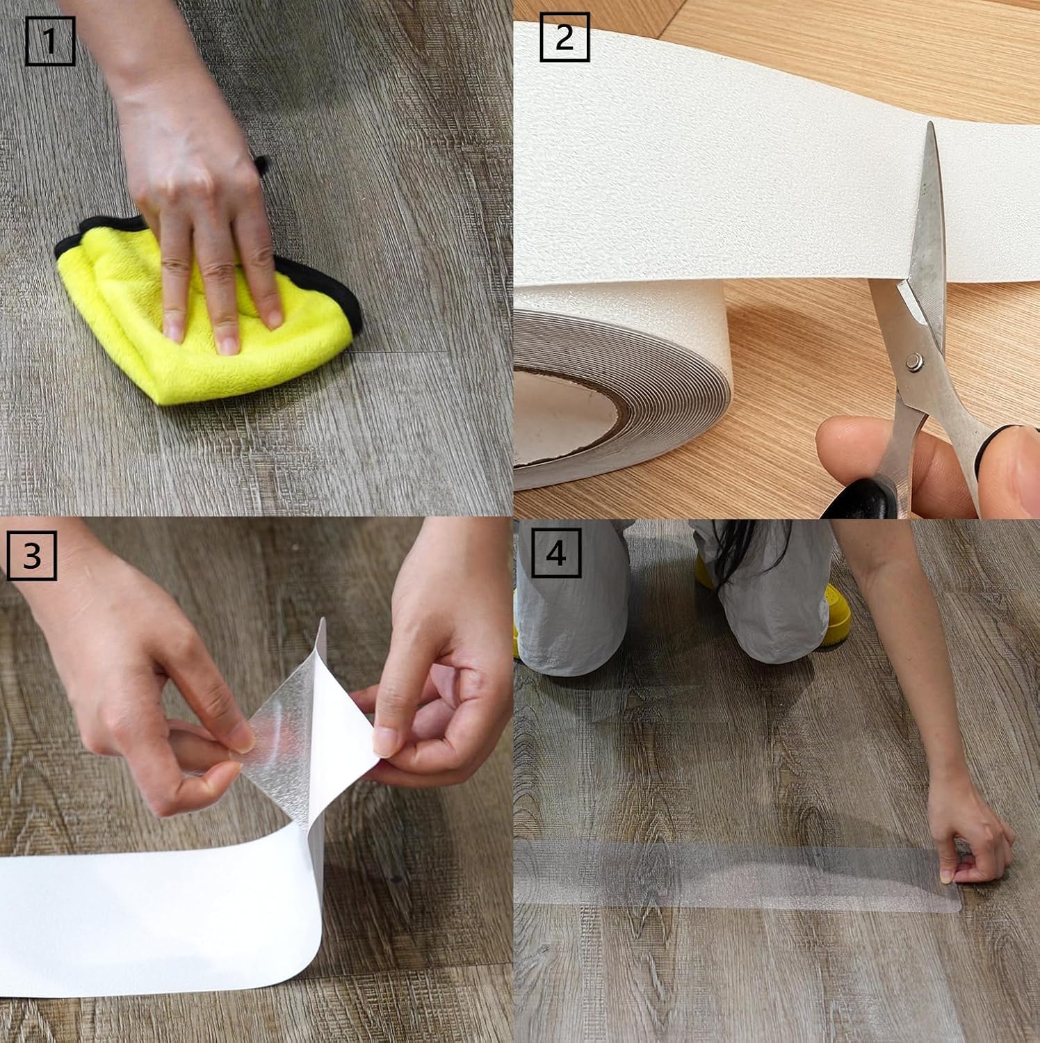 CHUANGSEED - Lote de 1 cinta adhesiva transparente antideslizante escalera, 15 cm x 10 m, tiras antideslizantes para madera escaleras y cuarto de baño, transparente antiderapant pegatina para caminar