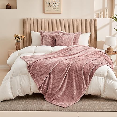 Miniatura 5 de SOCHOW - Manta de franela, vellón con diseño geométrico, ligera, muy suave, acogedora, elegante para usar como colcha, para todas las estaciones, en