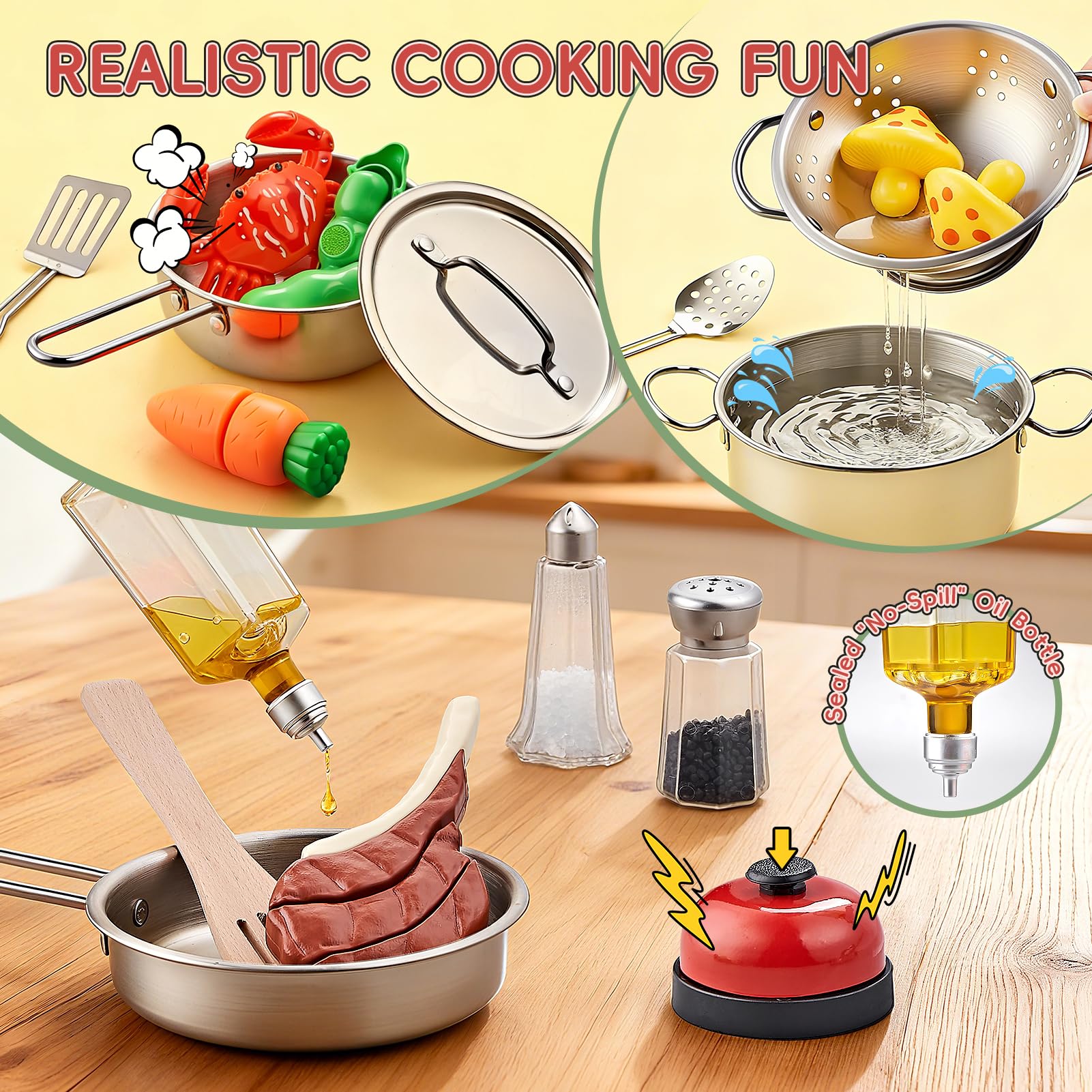 63 accessori per la cucina, set da gioco per la cucina dei bambini