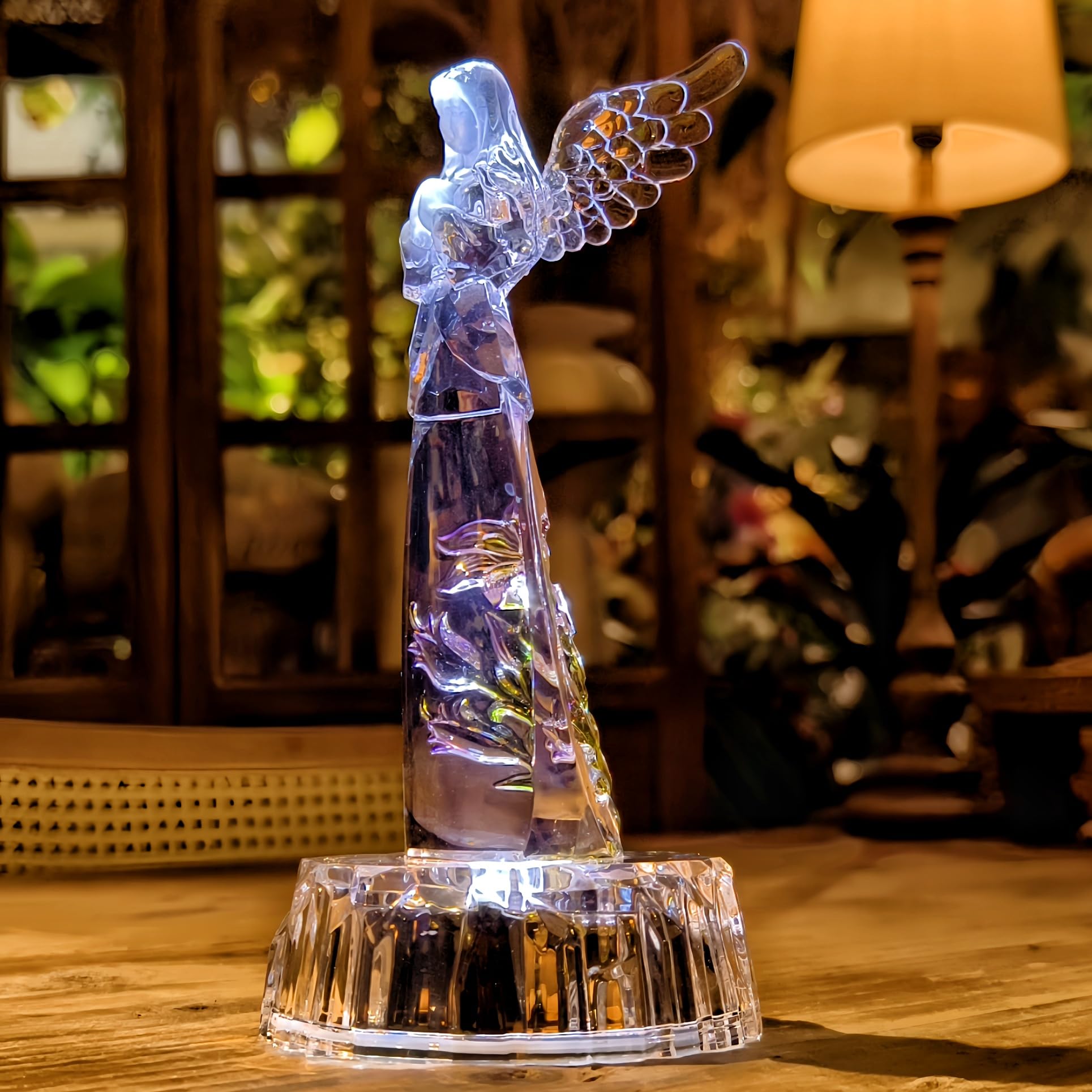 Amazon.co.jp: DARMOMOON アクリル 祈る天使 花 妖精 置物 像 彫刻