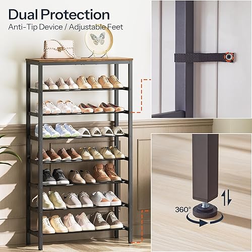 Miniatura 7 de Zapatero alto de 8 niveles, organizador de almacenamiento de zapatos de gran capacidad, estante de zapatos independiente para armario, organizador