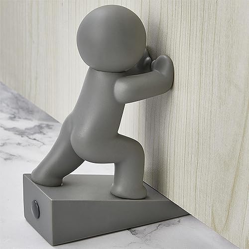 Lindo tope de puerta, antideslizante para la parte inferior de la puerta, mantiene las puertas abiertas para niños y mascotas, gris, paquete de 1