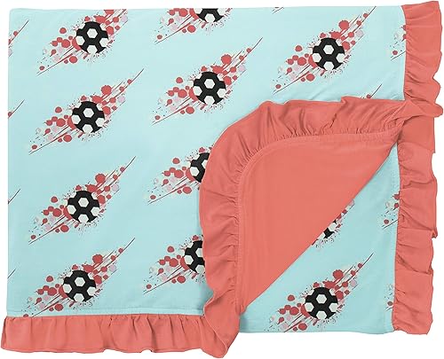 Miniatura 1 de KicKee Pants Print Ruffled Toddler Blanket, Made from Viscose from Bamboo Fabric, Easy Transition from Crib to Bed, Silky Soft Baby and Kid Blankets