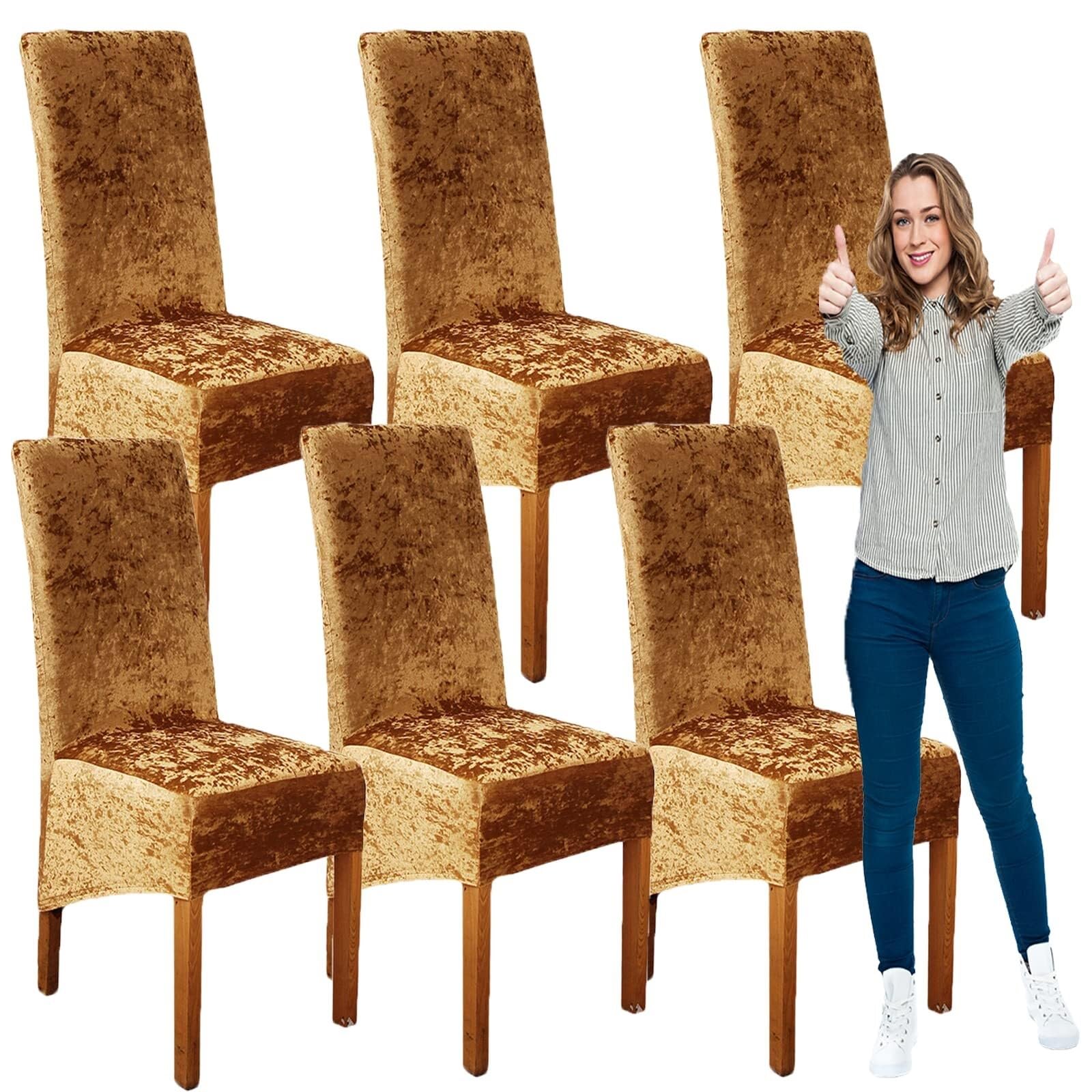 NMVAWIPT Crushed Velvet XL Dining Chair Covers, Elastic Stretch Protective Slipcovers, Ideal For Hotel, Wedding Banquet, Party(#8,6pcs)