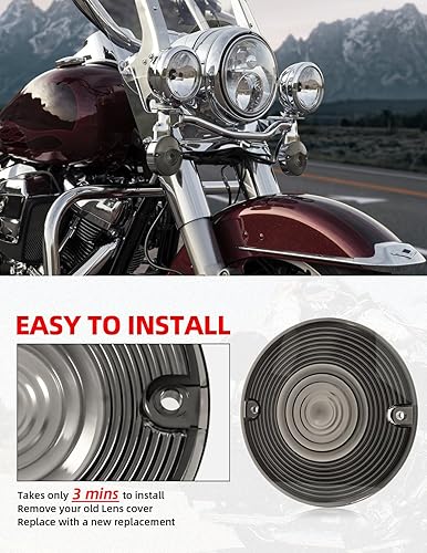 Miniatura 6 de Amazicha Smoke - Kit de cubiertas de lentes direccionales planas de 3 14 pulgadas compatible con Harley Davidson Touring Road King Road Glide
