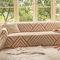 Vista 9 de VClife - Funda para sofá de 3-4 plazas, de felpilla, moderna, antideslizante, gruesa, multiusos, protectora, con borlas, patrón geométrico, 0 a Boho