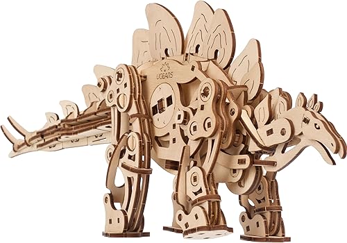 UGEARS Stegosaurus - Kits de modelos de madera de dinosaurio 3D para adultos - Kit de dinosaurio de madera con mecánica realista - Kits de modelo