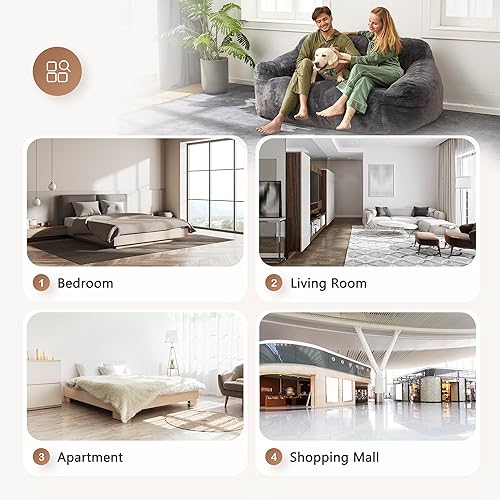 Miniatura 7 de Homguava Sofá cama, futón con reposabrazos, sofá biplaza de 2 plazas, sofá cama suave de piel sintética, sofás pequeños para sala de estar,