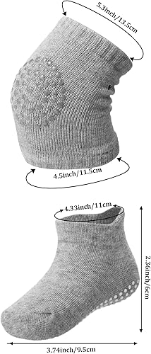 Miniatura 2 de 10 Pairs Baby Crawling Anti Slip Knee Pads and Anti Slip Baby Socks Set Unisex Toddler Knee Protectors Non Slip Ankle Socks