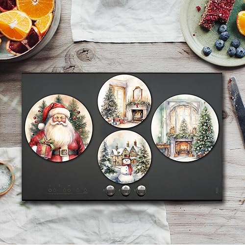 Miniatura 41 de Tucocoo Juego de 4 fundas redondas rojas para quemadores de estufa eléctrica, 8 y 10 pulgadas, cubiertas para quemadores de estufa de gas, cubierta