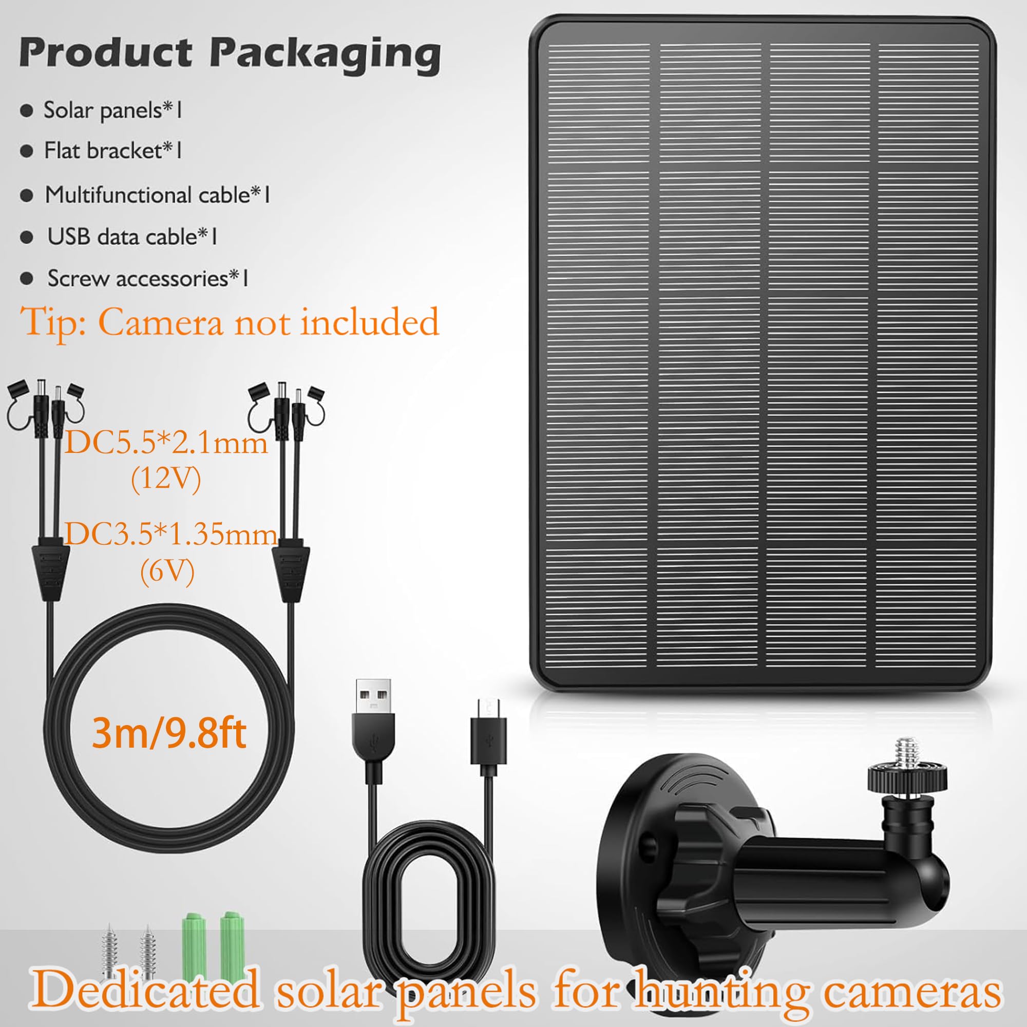 Pannello solare 12V/1A 6V/2A con batteria al litio ricaricabile integrata da 4000mAh IP66, accessorio da caccia compatibile con telecamere da gioco di caccia o mangiatoia per cervi (1 Pezzo)