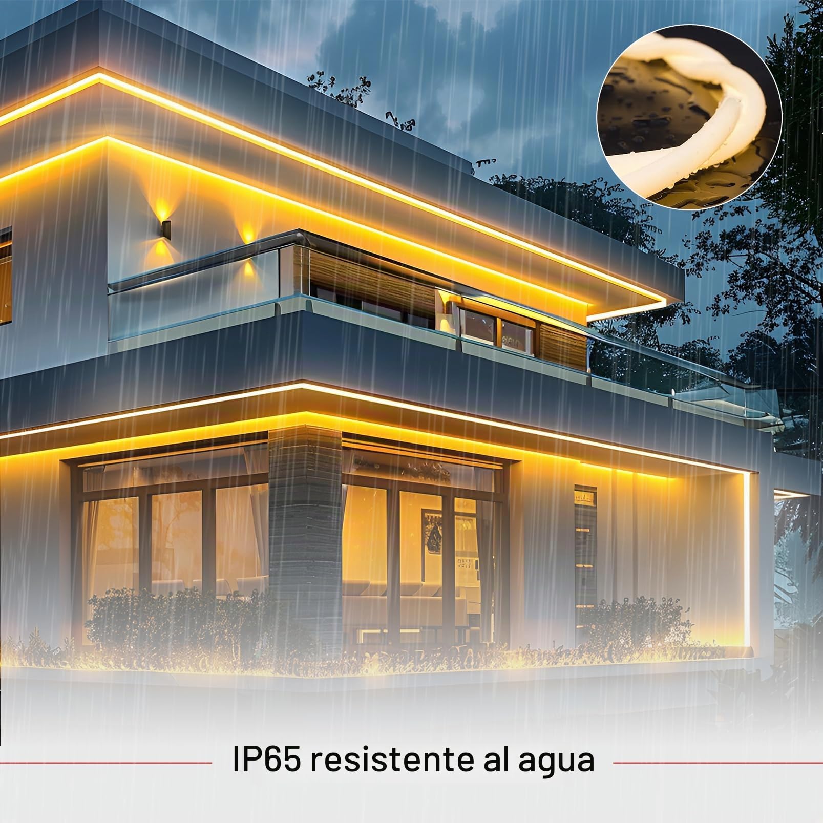 KSIBNW Tira LED Exterior de Neón 10M, 220V Luces LED Habitación LED Strip Lights Brillo de 320° Impermeable IP65 Tira de Luz con Interruptor Decoración para Exterior Fiestas Decoración, Blanca Cálida
