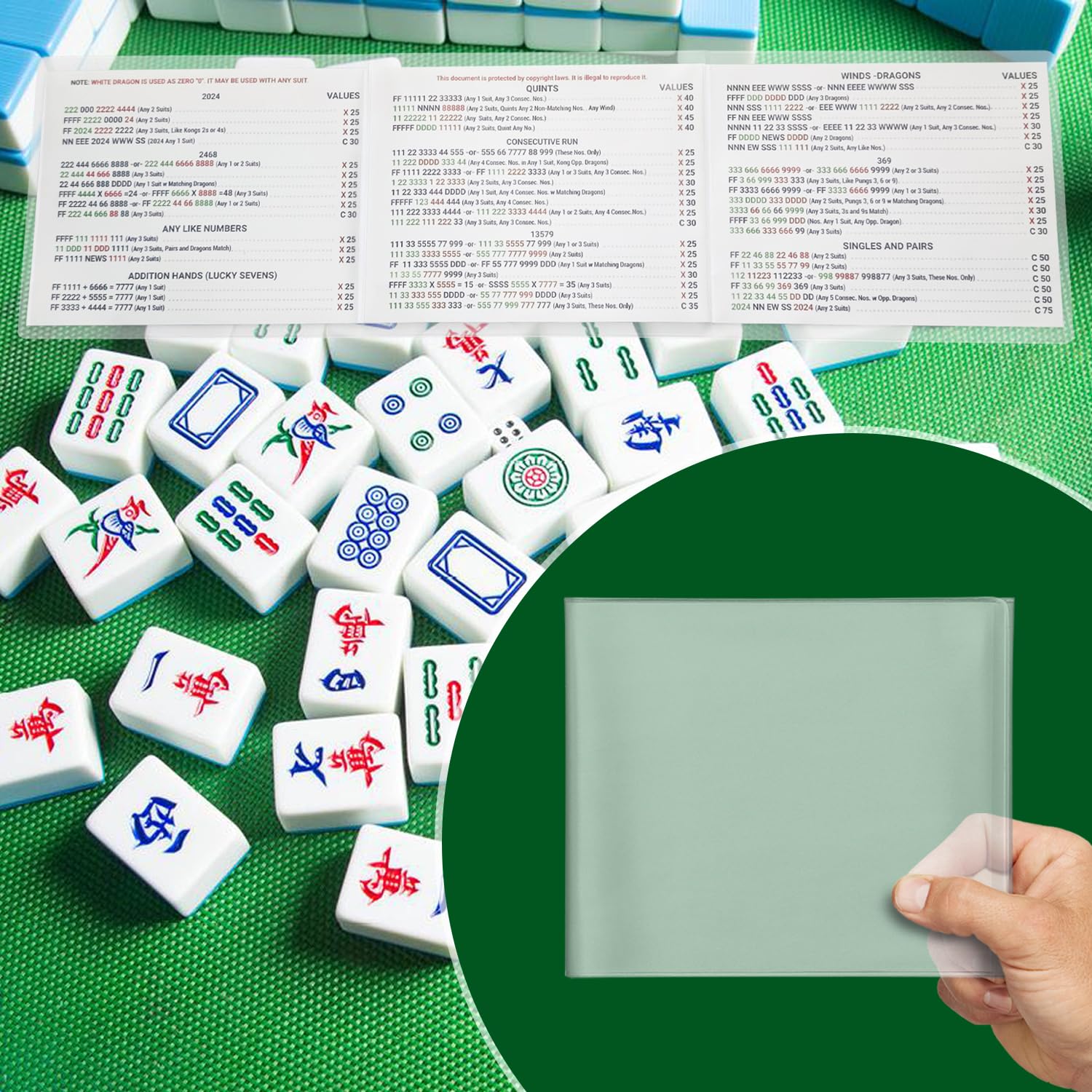 Large-Sized Mah Jongg Card Cover, Fits Card Measuring 6.12 x 4.8 inches, PVC Card Holder for Long-Lasting Use, Ideal Choice for Mah jongg Players,1 Pack(Mahjong Card is Not Included)