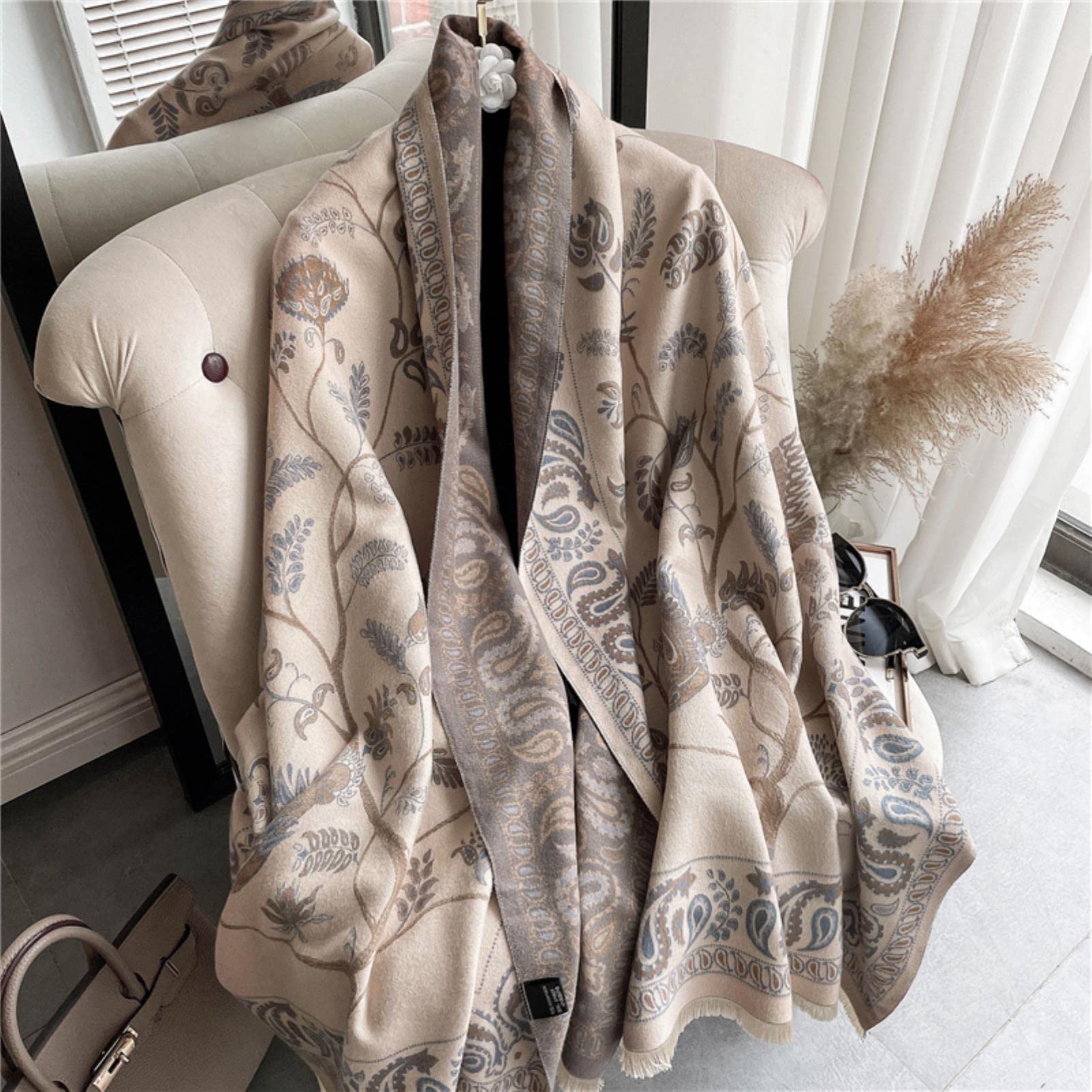 URYYRIT Sciarpa Calda F Imitazione Cashmere Sciarf Winver Women A Scialle Avvolgente Signore Stampare Moda Cashmere Spessa Sciarpa A Scialle di Sciarpa