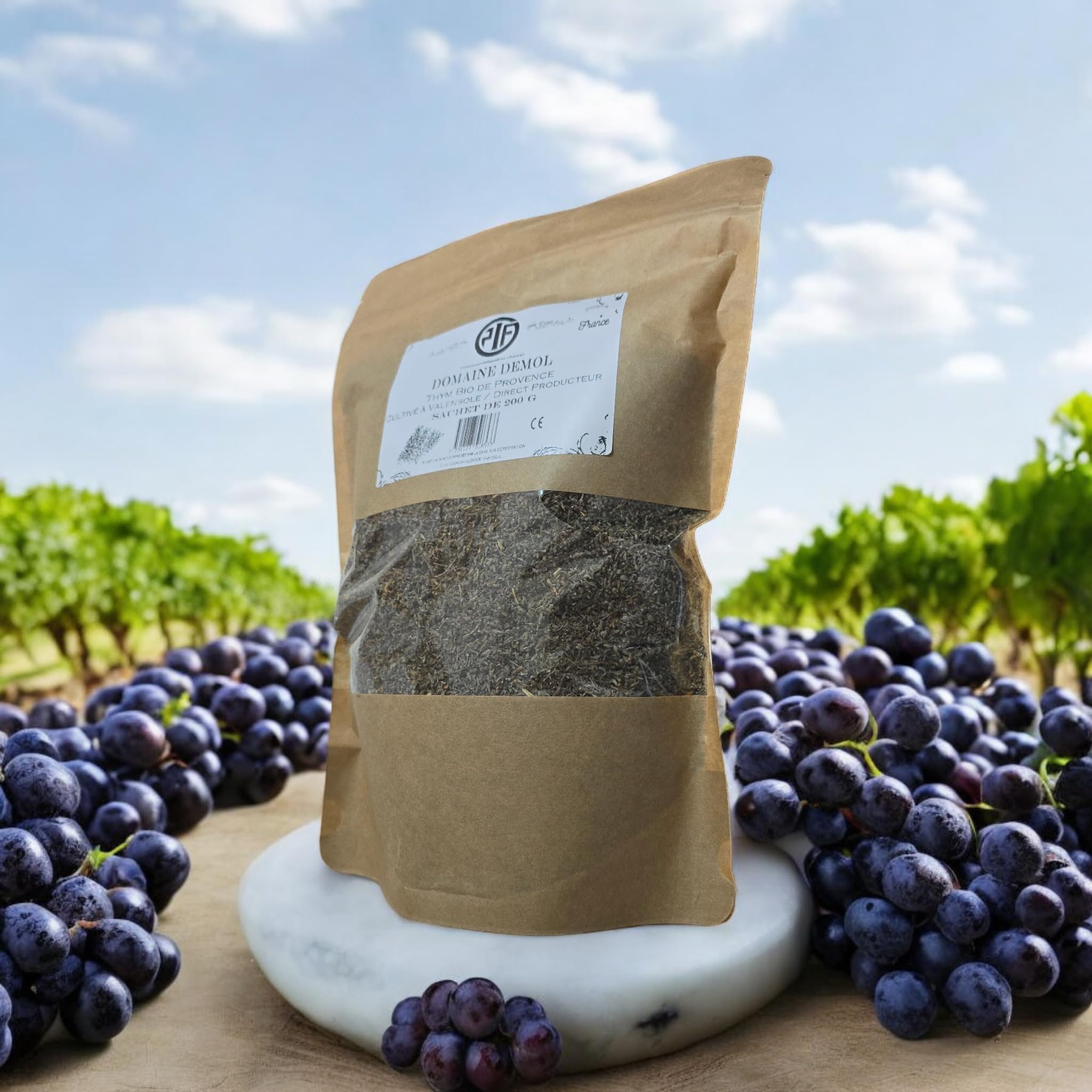 PIF.- Thym Bio de Provence 200g - Herbes Aromatiques Séchées de Qualité Supérieure -Fabriqué et Assemblé en France - Direct Producteur