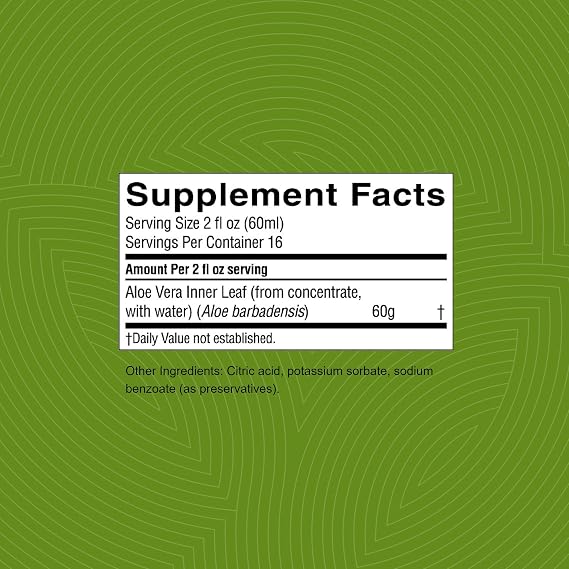 Nature's Sunshine Aloe Vera Juice Dietary Supplement Soothing Intestinal Support, Inner Leaf Concentrate, 32 fl. oz.