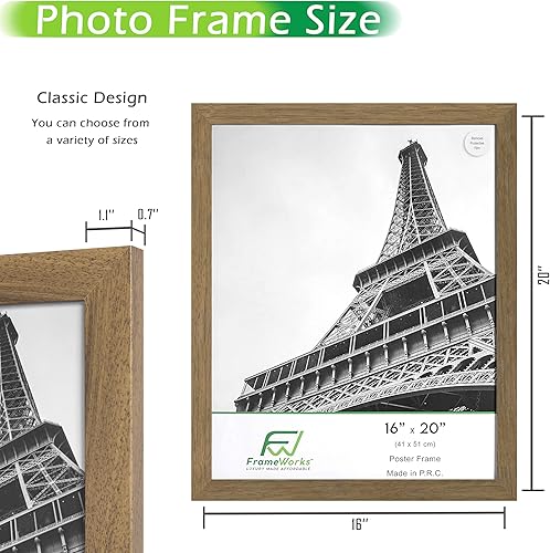 Vista 151 de FrameWorks Marco para póster de madera de 18 x 24 pulgadas, marcos clásicos de color negro mate con vidrio acrílico inastillable, fotos, pósters