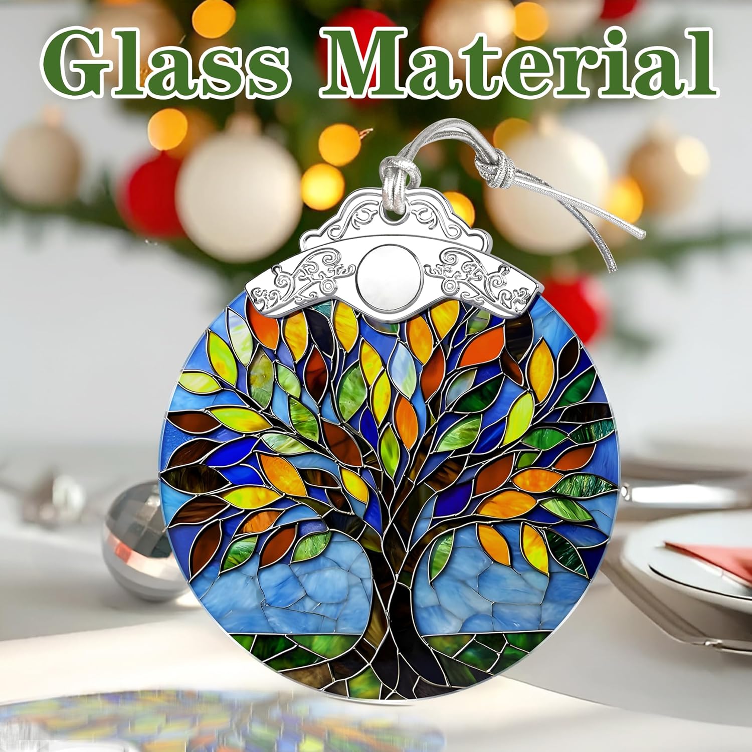 Tree of Life Stained Glass Ornament, Christmas Ornaments – Christmas Tree Decorations, Holiday Decor, Stocking Stuffer, Gift Idea, Tree of Life Gift, Gifts for Friend and Family - Image 4