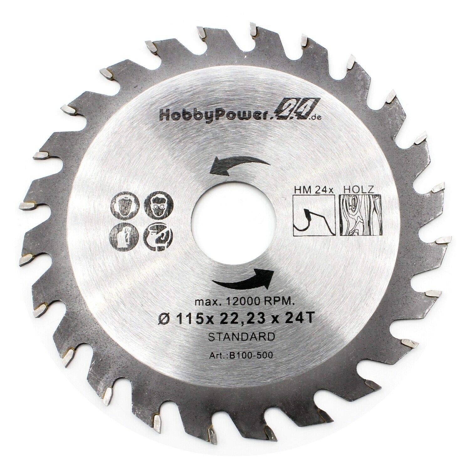 HM Saw Blade for Angle Grinder Flex Diameter 115 mm x 22.23 mm 24T Teeth for Wood Plastic Cutting Disc