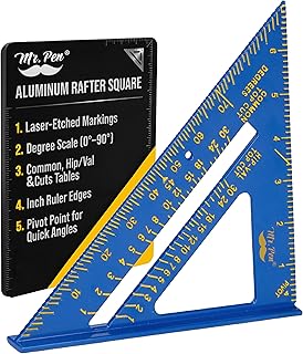Mr. Pen- Rafter Square, 7 Inch, Blue, Aluminum Alloy, 7 Inch, Triangle Ruler for Roofing, Framing, Woodworking and Accurate Angle Layouts
