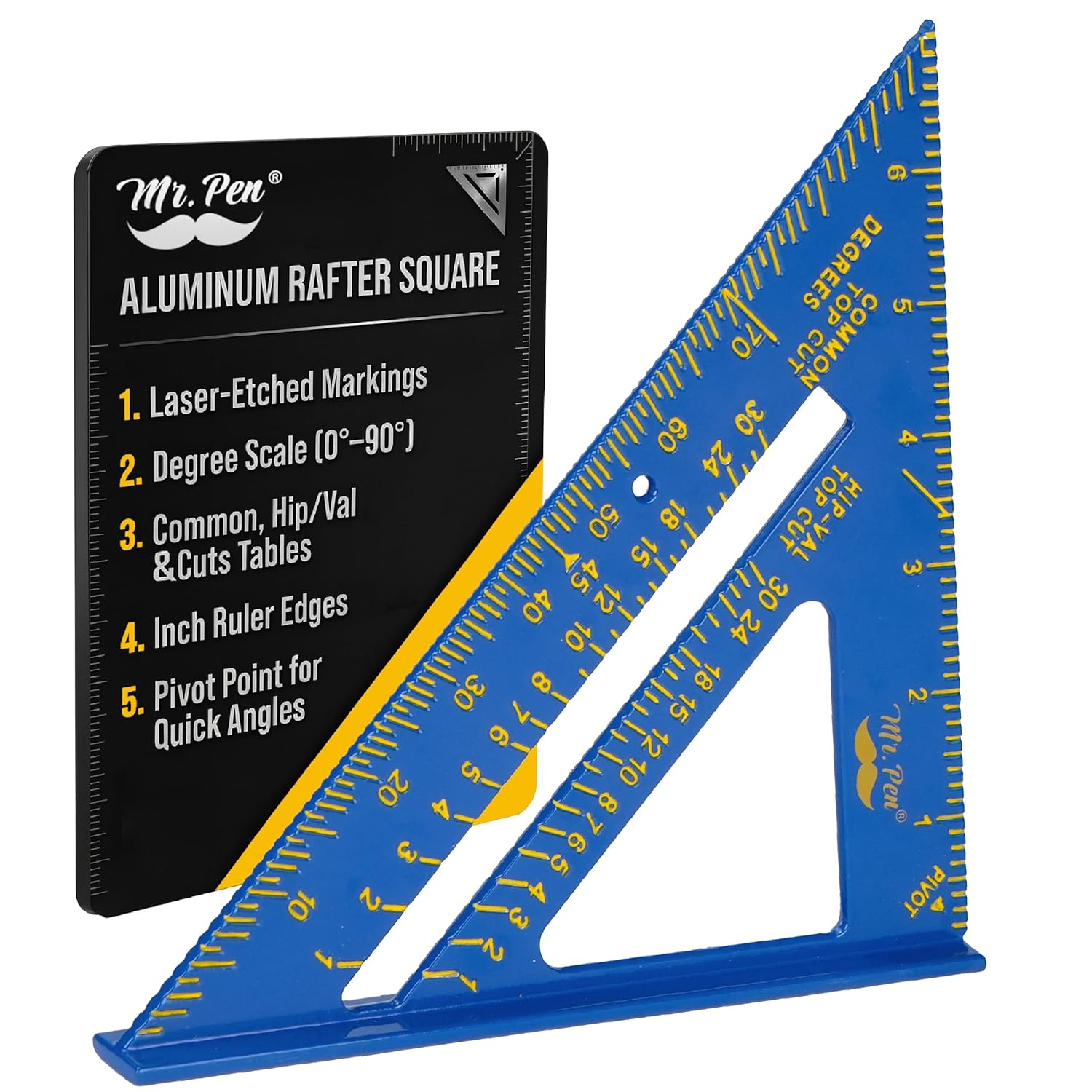 Mr. Pen- Rafter Square, 7 Inch, Blue, Aluminum Alloy, 7 Inch, Triangle Ruler for Roofing, Framing, Woodworking and Accurate Angle Layouts