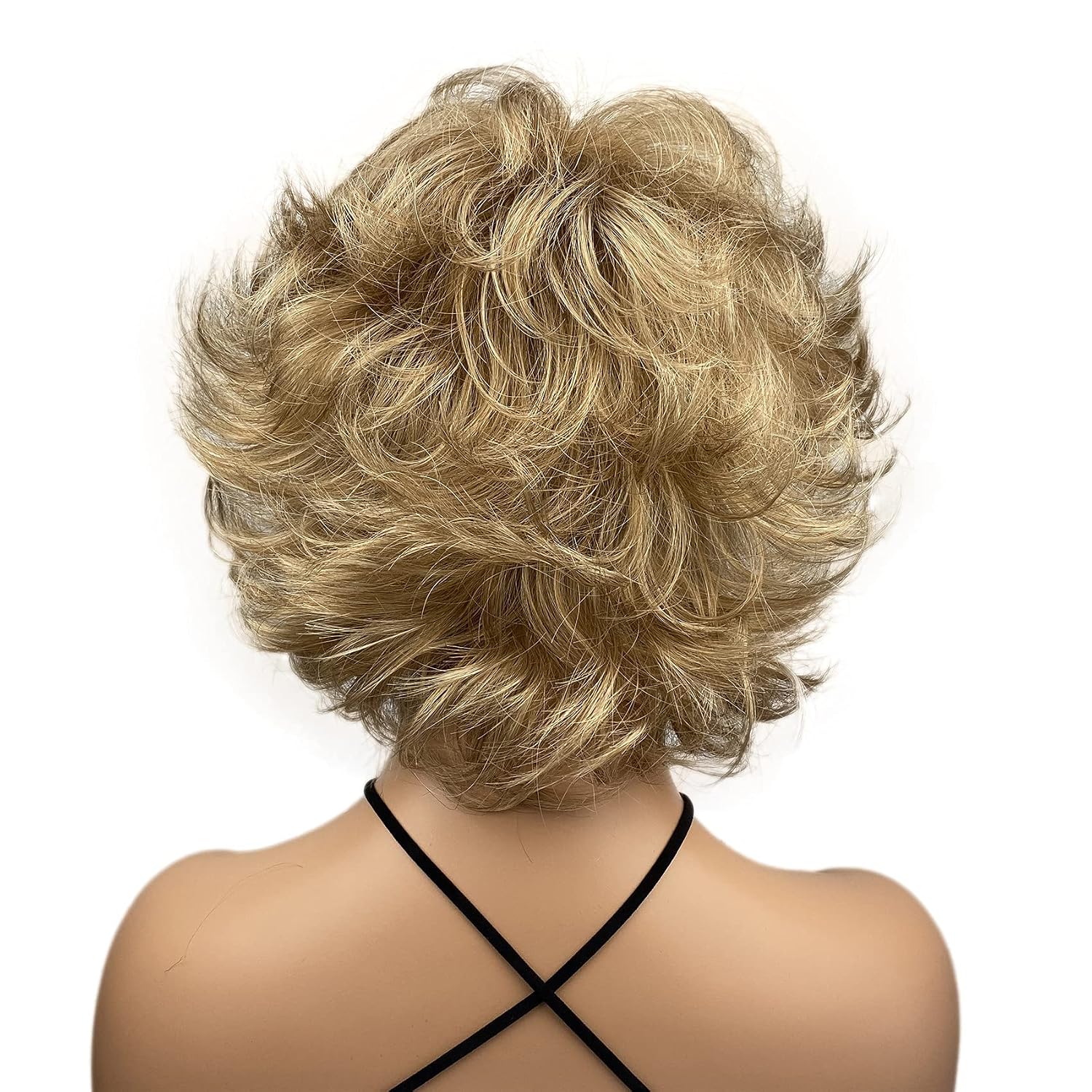 Wiginway Short Golden Brown Choppy Layers Synthetic Hair Wigs for Women lady
