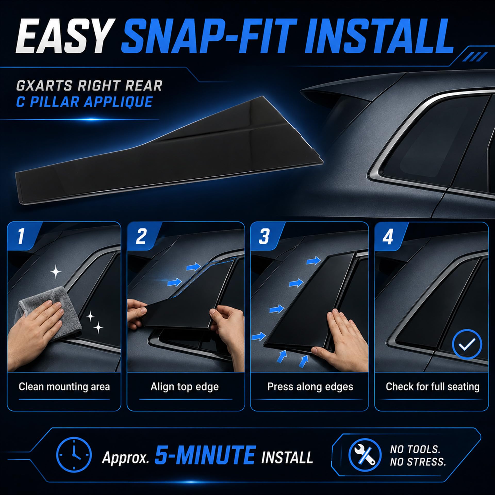 Amazon.com: GXARTS Right Rear Door C Pillar Trim fit for Jeep