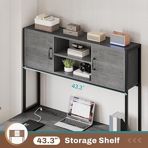 Miniatura 5 de SEDETA Escritorio para Juegos en Forma de L, Escritorio Reversible para Computadora con Cajones de Tela y Toma de Corriente, Escritorio para Juegos